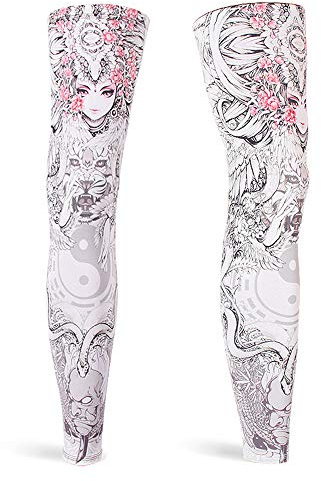 DETUCK Leg Warmers Radsport Beinlinge, Beinärmel UV-Schutz UPF50+, Eis Seide, Kühlung, Beinwärmer für Herren Damen (ein Paar) (XL, Klatsch-Engel)