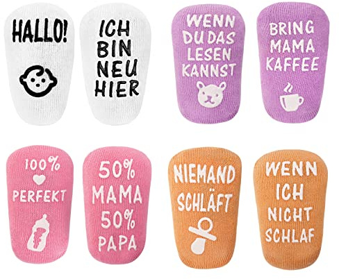 ANOTION Baby Socken 0-12 Monate, Personalisierte Geschenk Junge Geschenk Mädchen 2025 Neujahrsgeschenke Socken Lustig Ostergeschenke für Baby