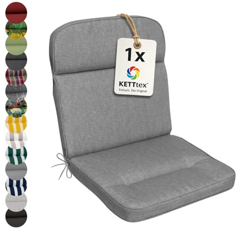 KETTtex EXKLUSIV Auflage Niederlehner Silbergrau I Gartenstuhl Polster 100x50x7cm I KTH3 Sitzauflage weich & robust I Wetter- & formbeständige Stuhlauflage I pflegeleichtes Sitzkissen I Dessin 8643