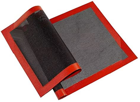 2 Pcs Silicone Bread Baking Mat, Non Stick Oven Liner Perforated Steaming Mesh Reusable Cookie Sheets High Temperature Breathable Fiberglass Pastry Mat for Macarons Pizza Tarts Croissants