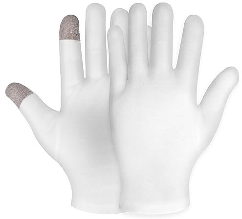 1 Paio Di Guanti Idratanti Touch Screen In Cotone Bianco Uomo Donna Notte Lozione Per Mani Secche Spa Trattamento Cosmetico Idratante