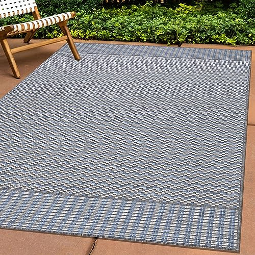 Carpettex Outdoor Teppich Wetterfest 140 x 200 cm Sisal Optik Grau - Ideal für Balkon, Garten, Terrasse und als Küchenteppich - In&Out Teppich Waschbar, Flachgewebe, Pflegeleicht, Vintage Design