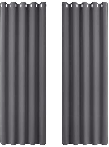 PONY DANCE Blackout Door Curtains - 2 Panels Thermal Insulated Curtains for Living Room Bedroom Kitchen Privacy Screen Heat Cold Blocking, 66 Inch Width x 84 Inch Drop, Grey