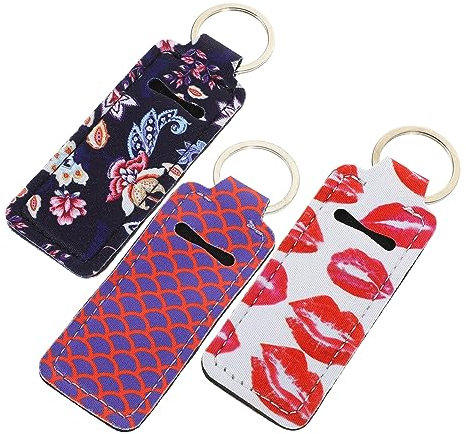 FRCOLOR 3stücke Schlüsselanhängerhalter Im Lippenstift-design Neopren- Für Lippenbalsam Praktisch Zum Reisen Und Wandern Geeignet Als Für Mädchen Und Frauen