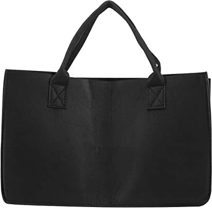 KJKVIVH Fireplace Wood Felt Storage Bag Basket Magazine Rack Firewood Pocket,Felt Foldable Firewood Holder Basket Black