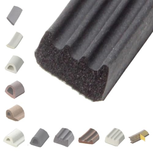 BRESKO 6-100 m Fensterdichtung Selbstklebend Dichtung Gummidichtung Epdm Türdichtung Dichtband Gummi Fenster Profil Abdichtung Dichtungsprofil (EE - 15x8 mm - schwarz, 20 m)