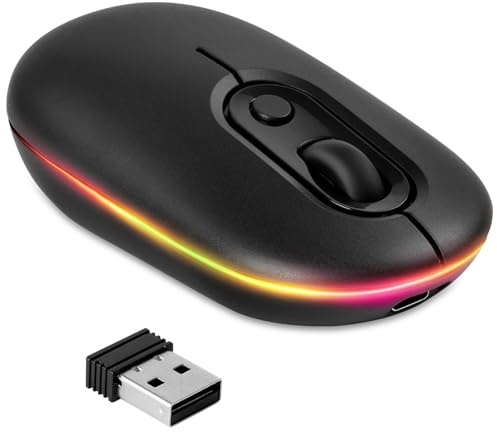AXFEE Souris Sans Fil Rechargeable 5.2 Bluetooth Silent, 2.4 GHz Avec Mini Récepteur USB, 3 Commutateurs DPI Réglables Compatible PC, Mac, Ordinateur Portable