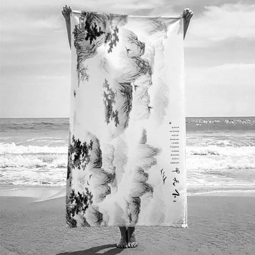 okoikfc 3D Strandtuch 70x150 cm Chinesischer Badetuch Groß Chinesischer Microfaser Handtücher Weich Schnell Trocknen Strandhandtuch Herren Frauen Badetücher, Strandtücher Strandlaken Handtuch A1346