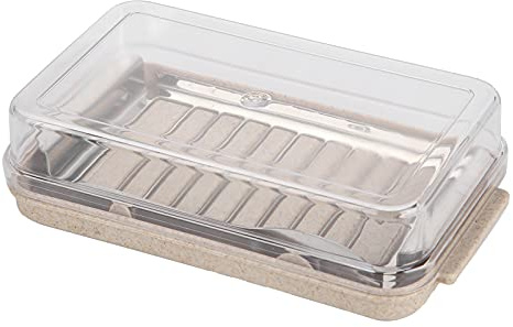 Fockety Cortador de mantequilla, recipiente de mantequilla en barra de plástico, caja cortadora de mantequilla simple (Caja de corte de rejilla de mantequilla (base de trigo).)