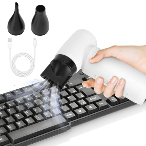 Compressed Air Cleaner for PC, 80000RPM Electric Cordless Air Duster, Reusable Air Blower with 3 Nozzles, for Laptop Keyboard Electronics Car