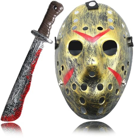 Knitluxe Erwachsene Horror Maske, Hockey Maske Jason Voorheen Hockey Maske, Schlachtung zu herrschen Alex schreckliche Maske für Halloween Karneval Maskerade Party Erwachsene Geschenke
