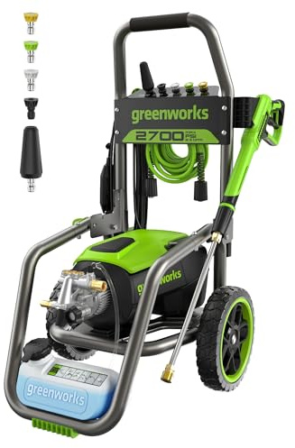 Greenworks Pro Brushless 2700 PSI (CSA Certified) 2.3 GPM Max / 1.2 GPM Electric Pressure Washer (Foldable Handles, Rugged Steel Frame, 25 FT Hose, 35 FT GFCI Power Cord)