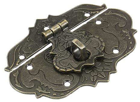 QUARKZMAN Antike Verschlüsse Embossing Latch Haspe Vintage Antik-Verschlüsse Dekorative Haken Beschläge für Vorhänge-Schloss Schlösser Truhen Kisten Schieber Holzkiste Koffer 76 x 56 mm