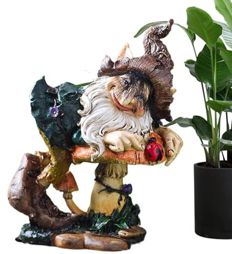 Rasenzwerg | mit Pilz Figur im Freien – Feengartenzwerge, Figur Rasen-Ornament, bunte Outdoor-Gartendekoration für Hofkunst