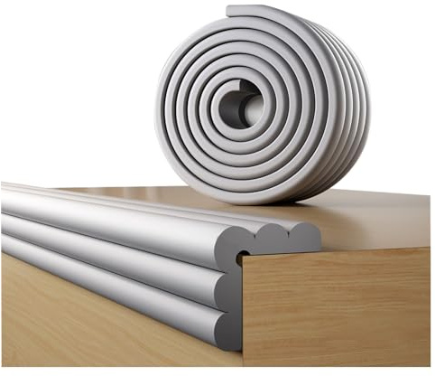 Kantenschutz Kinder Tischkantenschutz Baby, Grau, 200cm x 8cm | Selbstklebender Schaumstoff-Schutz, Für breite Tischkanten, Power Tape für sicheren Halt, Extra weich