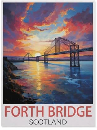 Puzzle en Holz，Affiche de Voyage Vintage Forth Bridge Écosse，1000 Pièces Puzzles Jeu De Jouets Interactifs, Scies Sauteuses Classiques（75x50cm）-AR29
