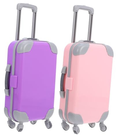 Toyvian 2stücke Kleiner Puppenkoffer Mit Trolley Tragbarer Mini-Koffer Für Puppen Miniatur-gepäckkoffer Als Puppenhaus-zubehör Zum Spielen Für Junge Mädchen