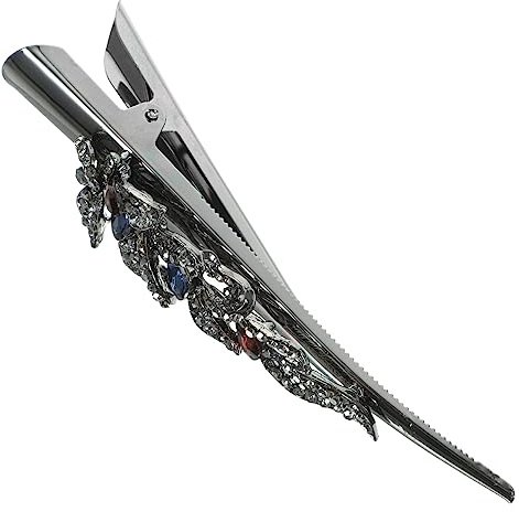 CALLARON Große Alligator Haarspange aus Metall mit Kristallbesatz Strass Haarspange für Damen Fester Halt Dekoratives Haaraccessoire für Alltag und Party