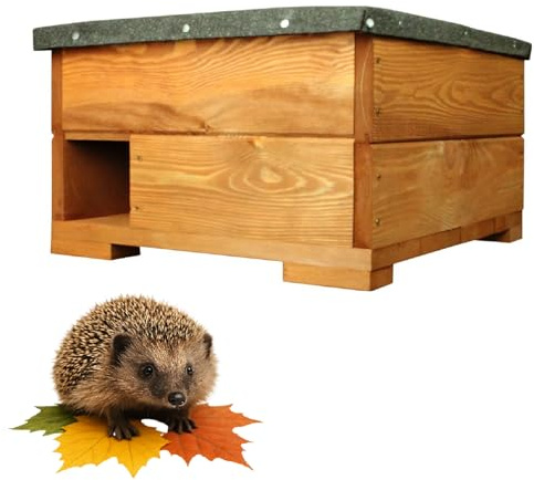 QLS Hedgehog hus av trä 45 x 45 x 27 cm med avtagbart tak, impregnerat, väderbeständigt
