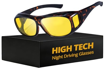 Myiaur Überbrille Nachtfahrbrille für Brillenträger Herren Polarisiert mit Gelben Gläsern Schutz Gegen Blendung