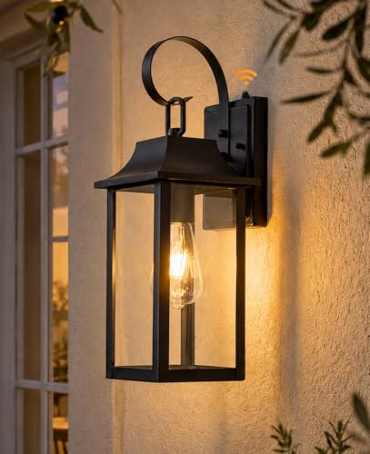 FTL Groß Aussenlampe Wand mit Dämmerungssensor, Wandleuchte für Außen Sicherheitsbeleuchtung mit Automatischem Ein-/Ausschalten, E27 Ausenbeleutung Hauswand für Veranda Garten, IP44 Außenwandleuchte