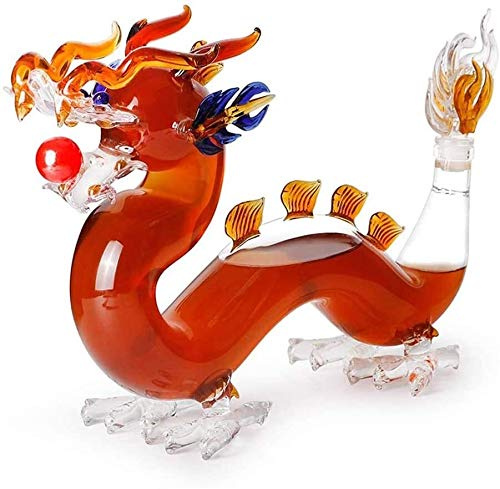 Générique Carafe en Verre en Forme De Dragon, Carafe sans Plomb De 1000 ML, Carafe Aromatisée Au Whisky, Carafe Décorative Sculptée à La Main, Carafe à Vin Rouge étanche à La Poussière