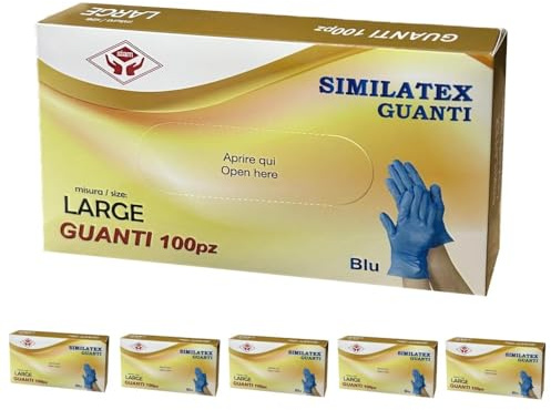 Generico Guanti BLU monouso in SIMILATEX taglia L - no polvere - no lattice - TAGLIA L - varie pezzature (500 pezzi)