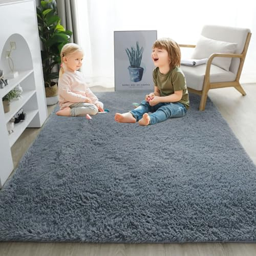 Générique Tapis Salon Tapis Chambre 80 x 110 cm Moelleux et Moderne, Antidérapant Moelleux à Poils Courts pour Salon Chambre, Gris