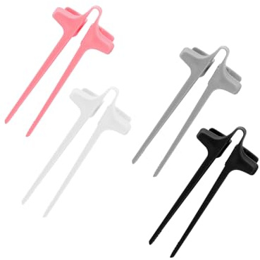 Hopzab 4 Pcs Plastic Finger Chopsticks Snack Tweezer Tongs Reusable Food Clips Game Accessories Lazy Auxiliary Chopsticks Keeping Hands Clean for Playing Games Working and Studying