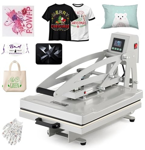 CREWORKS Halvautomatisk magnetisk pressmaskin 50 x 40 cm med auto-open-funktion – 2 200 W överföringspress för textilier och mer