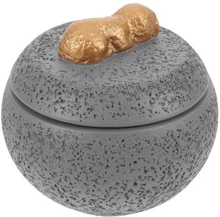 SUPVOX Urne funéraire commémorative pour Animaux de Compagnie - Petite boîte Ronde en Ciment pour Cendres de Chien ou de Chat (340 ML) - Mini boîte décorative Souvenir pour Les restes d'un