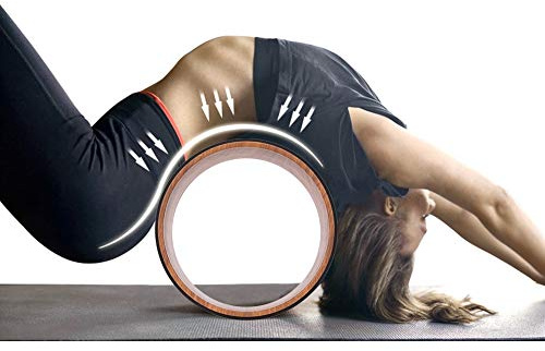 Bnineteenteam Yogahjul, Ryggrulle i PU-gummi med Hög Densitet för Stretching och Ryggböjningar, 200 Kg Kompressionsmotstånd Träningsutrustning för Kroppsbyggnad och Träning (Innerring av trä)