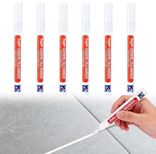 6 PCS Marqueurs pour Joints De Carrelage Blanc,Stylo Joint Carrelage Blanc | Réparation facile,aspect neuf garanti,Séchage rapide et imperméable,antimoisissure durable,Pointe résistante et effet durable
