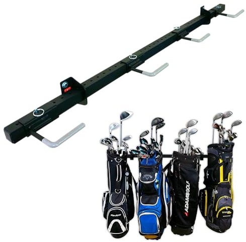 StoreYourBoard Golftaschen-Organizer, Garagenaufbewahrungsregal, verstellbarer Wandaufhänger, Golftaschen und Zubehör (4) Taschen