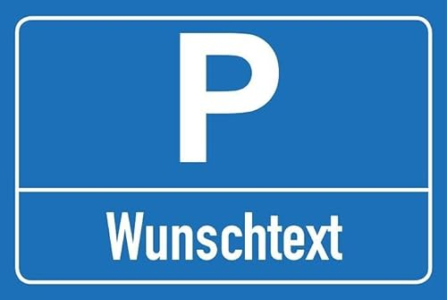 AllesKlaro® - Wunschtext Hinweisschild - Selbst gestalten - Parkplatz - Blau - Querformat - stabile 4mm Alu Verbundplatte (30 x 20 cm)
