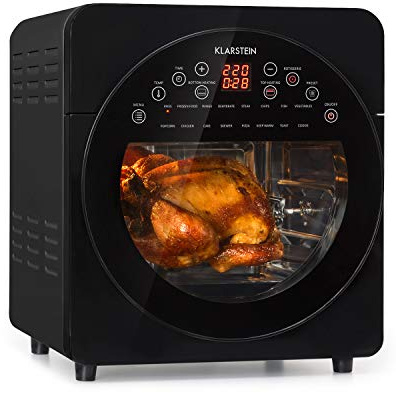 Klarstein AeroVital easy touch - Friggitrice ad Aria, Airfryer 1700 W, Volume XXL 14 L, 16 Programmi, Corpo Cool-Touch, Timer 60 min, Funzione Essiccazione 8 h, Nero