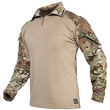 YEVHEV Taktisch Hemd Herren G3 Hemd Shirt mit Ellbogenschützern US Armee Caumpflage Langarm Combat für Outdoor-Aktivitäten