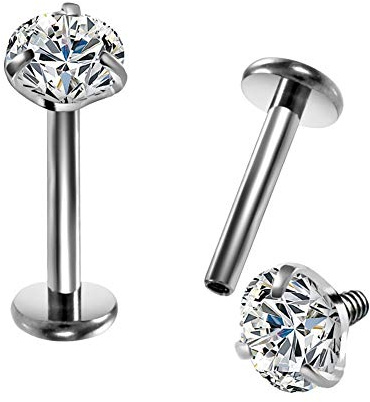 OUFER 16G G23 Tinta Titanio Labret Piercing Internamente Filo Lip Anello Chiaro CZ Trago Helix Piercing Orecchini Cartilagine