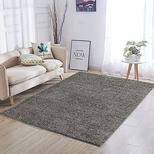 Bricozone Shaggy - Tappeto A Pelo Lungo in Diversi Colori E Misure, (Grigio, 200 x 290 Cm)