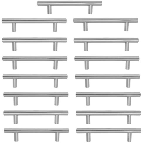 AwmnSrman 15 Stück 96 mm Griffe für Küchenschränke Silber Küchengriffe SilberSchrankgriffe Edelstahl-Gebürstet Installation von Löchern 150mm