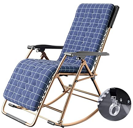 HDHXT Plegable Sillas Mecedora con Respaldo Alto, Portátil Sillón Tapizado con Apoyabrazos, Estructura De Sillón Balancín para Camping Pesca Playa, 6 Estilos (Color : Blue)