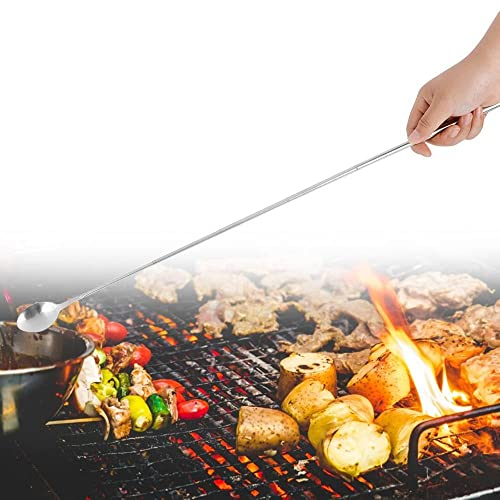 24.4in Telescopic Spoon Stainless Steel Stirring Spoon Telescopic Bar Spoon for BBQ Tableware Supplies Large Batch Cooking for Ice Cream, Coffee, Milkshakes, Juice, Tea, Drink