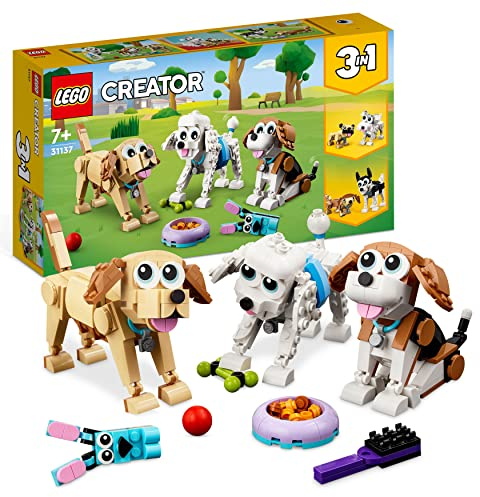 LEGO Creator 3 in 1 Adorable Dogs Set with Dachshund, Pug, Poodle Figures and More Breeds, Animal Building Toy for Kids aged 7 and Up, Gift for Dog Lovers 31137