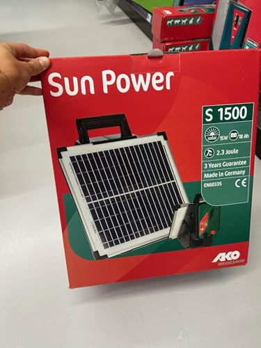 AKO Sun Power S 1500, Weidezaungerät Premium, 12 V Solargerät, Input 2.30 J, max. Spannung 10.000 V, für Zäune bis 15 km, 5 Jahre Garantie, Made in Germany
