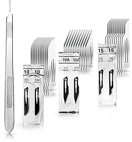 May Set: 30 Skalpellklingen Fig. 10 10A 15 & Halter Nr. 3 lang 21 cm