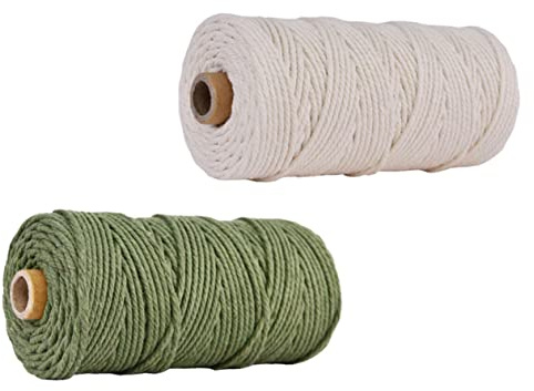 Alipis 2rotoli Corda Di Cotone Per Confezionare Regali Spago Di Cotone Resistente Per Decorazioni Artigianali Macramè Fai Da Te e Materiali Per Imballaggio Regalo
