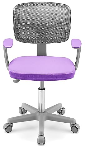 LIFEZEAL Sedia Scrivania Bambini, Sedia Girevole, Altezza Regolabile e Ergonomico, per Bambini, da Cameretta, con Braccioli, Schienale e Sediolina Imbottita, per Bimbo 3 Anni+, Max150kg(viola 2)