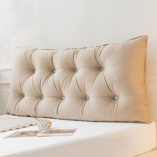 ZZYK Langes Bett Keilkissen Rechteckige Rückenlehne Schlafsofa Etagenbett Gepolstert Großer Nacken Lendenwirbelstützkissen Mit Abnehmbarem Vliesbezug,Braun,47/120cm(Full)