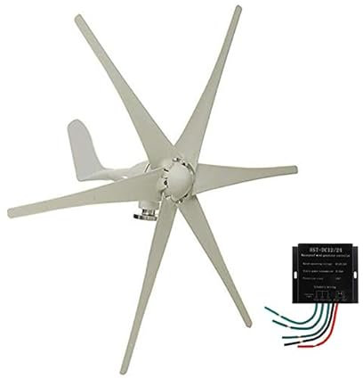 AISINILALAO Wind Turbine Generator Kit, 800W 12V 24V 48V 6 Blades with Charge Controller Wind Power Generator for Home Hybrid Solar Wind System(White),24V