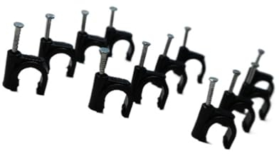 MAISIFAN 100 Stück Kreis Nagel Kabelklemmen Clips 12 14 16 18 20 25 mm for Draht Kunststoff C Form schwarz mit Befestigungsnägeln (Color : Svart, Size : 20mm)